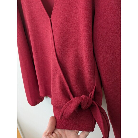Madewell Texture & Thread Crepe Wrap Top Red Career Office Flattering Flowy XL - Picture 2 of 10